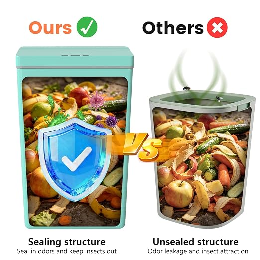 BestOffice 13 Gallon Kitchen Trash Can, Touchless Automatic Lid, Blue | Plastic, Hands-free disposal, Odor Control, ,Wipe-clean surface,50Liter for Kitchen, Office, Indoor Use