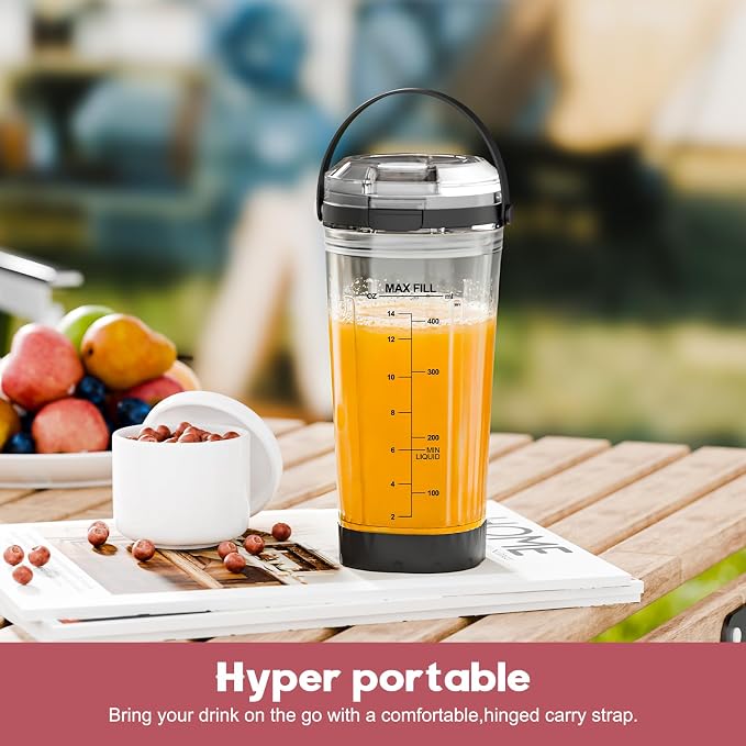 18oz Blending Vessel Accessories for Ninja Blast Portable Blender BC151BK | Upgraded 180° Flip Lid & Leak-Proof Travel Handle, Personal Blender Cup Replacement for Gym, Office and Outdoor