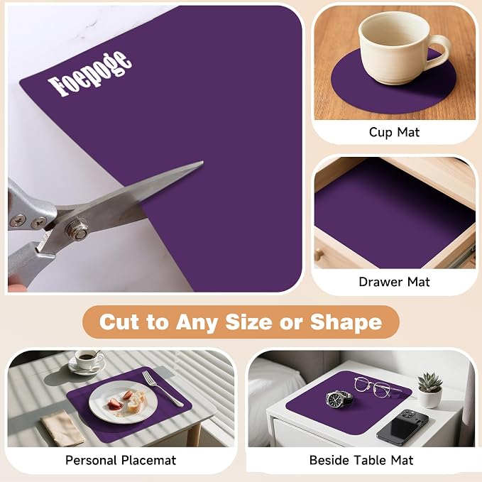 49.2" x 15.7" Large Silicone Mat for Kitchen Counter Protector, Cuttable | Silicon Countertop Protector Mat Heat Resistant Mats for Countertop, Cut to Fit Placemat Ship Roll by Foepoge, Purple