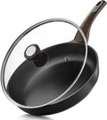 SENSARTE 8inch Nonstick Frying Pan Skillet with Lid, Black | Non Stick Pan Omelette Pans with Cover, Healthy Kitchen Cooking Chef's Pan with Cover, PFOA/PFOS Free, Induction Compatible