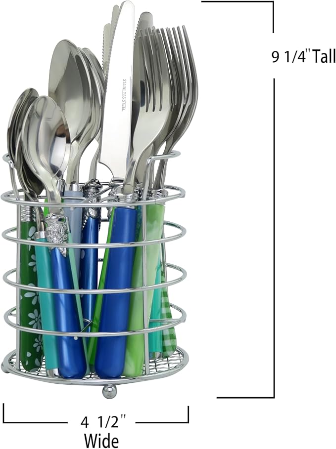 Gypsy Color Eclectic Blue & Green Mix & Match Stainless Steel Flatware Collection, Set of 16