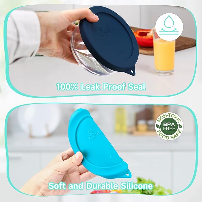 SOPHICO 2 Cup Silicone Lids Replacement for Pyrex & Anchor Hocking 7200-PC | Food Grade Silicone, Leakproof、Airtight Lids, Dishwasher Microwave Safe