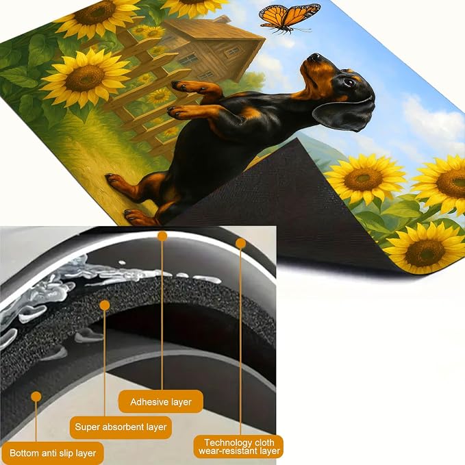 HOMETITUTE Sunflower Dachshund Stove Top Cover 28x20 Diatomite Heat Resistant