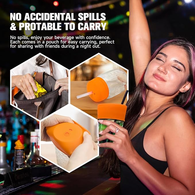 Drink Protection Cover | 100% Silicone and Reusable, Perfect for Parties, Bars or Clubs, Fits All Cup Sizes | Stop Worrying About Beverage Safety (6 Colors) | No Spills, Food Grade Silicone, Stretch to Fit Most Hard Cups, Stop Worrying About Beverage S...