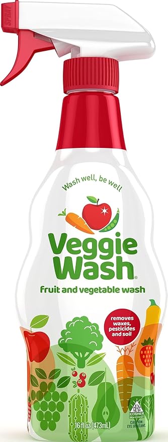 Veggie Wash Fruit and Vegetable Wash, 16 Fluid Ounce, Pack of 12 | Ideal for Cleaning Produce, Vegan, Plant-Derived Ingredients, Unscented, No Parabens, Packaging May Vary