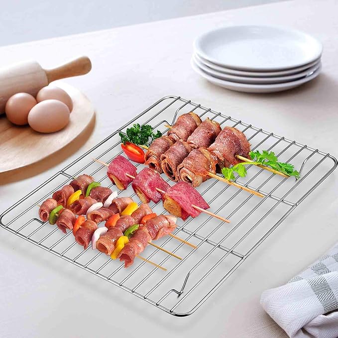 TeamFar Cooling Rack, 15"/11" Stainless Steel Wire Baking Rack, 2PCS | for Cooking Roasting Grilling, Fit for Oven Pan, Oven & Dishwasher Safe, Non-toxic & Heavy-Duty