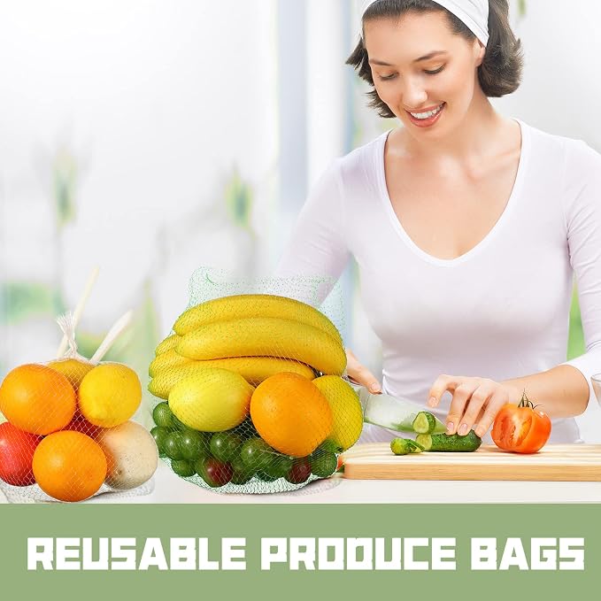 Zhengmy 500 Pcs Reusable Mesh Produce Bags for Vegetables Reusable Vegetable Onion Fruit Grocery Seafood Boiling Bags Plastic Storage Net Bag for Shopping (23 Inch)