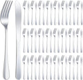 24 Pcs Stainless Steel Silverware Dinner Fork and Knife Set Flatware Forks Silver Tableware Cutlery Set Bulk for Kitchen Restaurant Home (8.1X 1 Inch, 8 X 0.8 Inch)