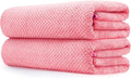 MaopaoBeauty Microfiber Bath Towel Set Pack of 2, 35 x 70 Inches - Light Thin Quick Drying Highly Absorbent Bath Towel for Bath, Fitness, Yoga, Travel, Sport and Shower (2PCS Hot Pink)