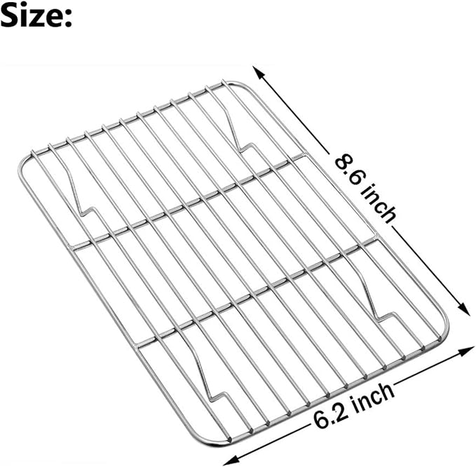 E-far Small Baking Rack Set of 2, Stainless Steel Metal Roasting Cooking Racks, Size – 8.6"x6.2", Non Toxic & Rust Free, Fit for Small Toaster Oven, Dishwasher Safe