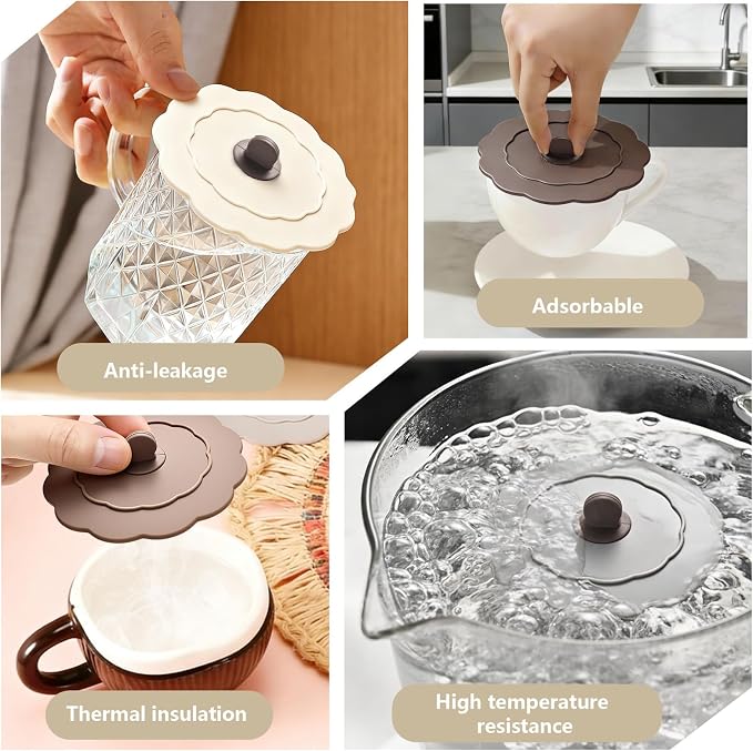 3 Pack Silicone Cup Covers,Multicolored Silicone Lids,drink cover | Mug Covers for Mugs, Cups, Tea Pots,Cup Lids for Coffee & Tea