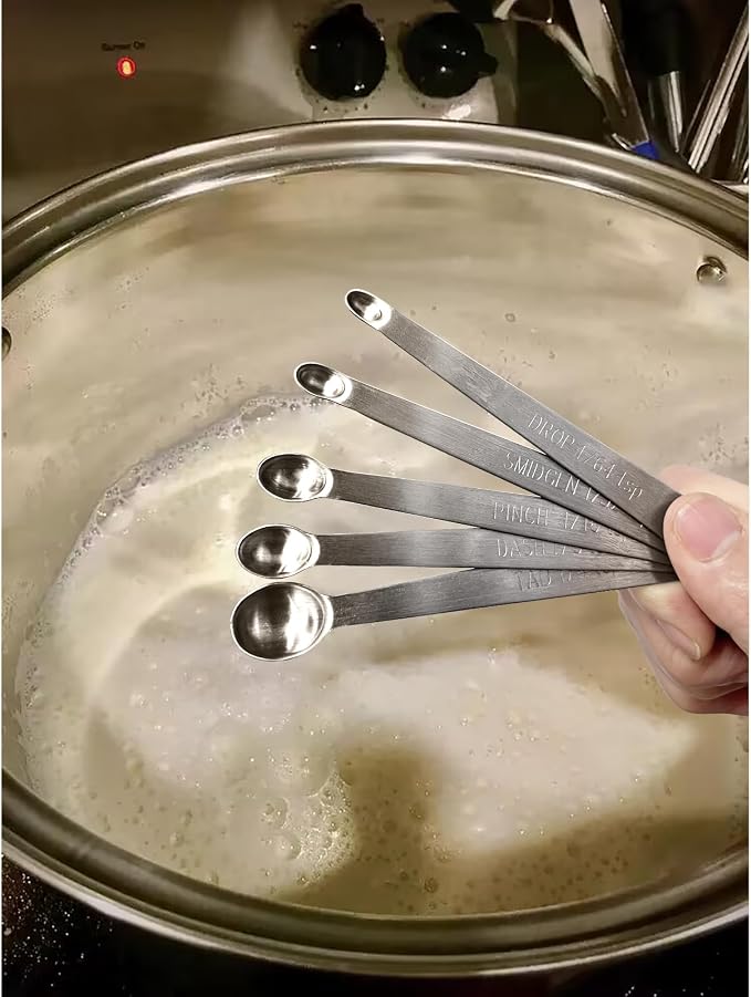 Mini Measuring Spoons Set 10pcs, Drop, Smidgen, Pinch, Dash, Tad | Tiny Measuring Spoons for Cooking Baking, 1/4 tsp, 1/8 tsp, 1/16 tsp, 1/32 tsp, 1/64 tsp, Metal Teaspoon, For Powders Spices