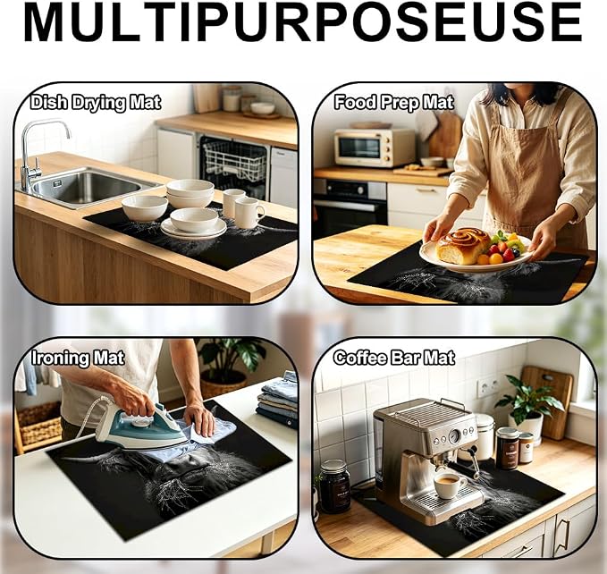 Highland Cow Stove Top Cover, Black and White Farmhouse Style, 28x20 Inch | Highland Cow Face Graphic on Black, Non-Slip Washable Cooktop Protector Mat for Glass & Electric Stoves