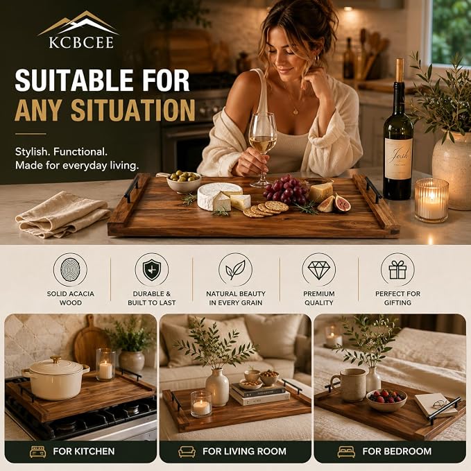 Noodle Board Stove Cover - Acacia Wood Stove Top Cover – Large Wood Cutting Board - Stove Top Covers for Electric Stove - Countertop Saver - Charcuterie Tray - Serving Board - Rustic Kitchen Decor