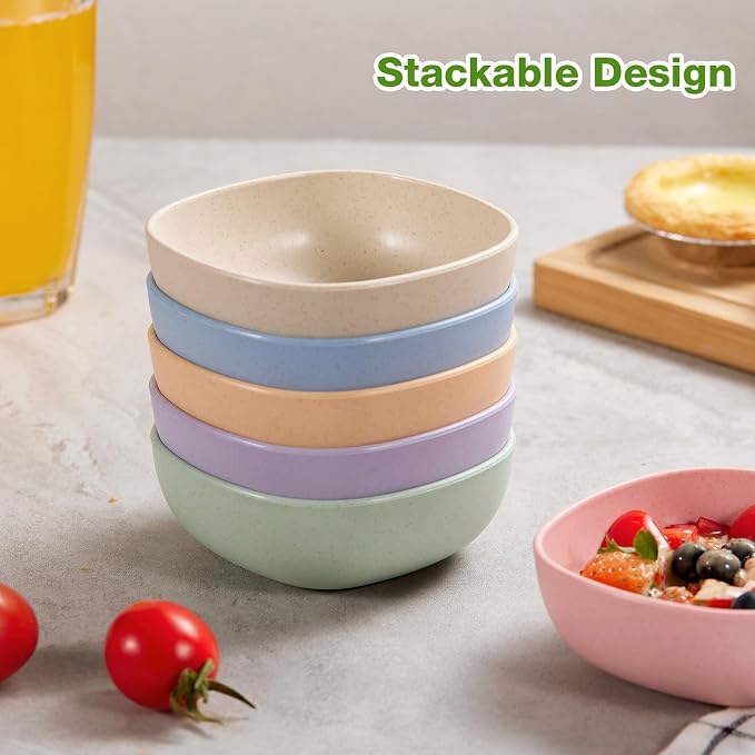 Hlukana 6 Pack Wheat Straw Soy Sauce Dishes, 4.5 OZ Small Dessert Bowls, Unbreakable Dipping Bowl, Pinch Bowls Set, Dipping Sauce Cups, Mini Prep Bowls, Dip Bowls for Side Dish, Ketchup, Soy, BBQ