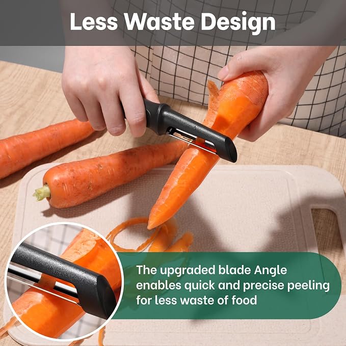 Beneno Swivel Vegetable Peeler, Smooth Peeling Potato Peeler (2, Black) | Razor-Sharp Stainless Steel Blade, Ergonomic Non-Slip Grip, Built-In Potato Eye Remover, Durable Design for Fruits & Veggies