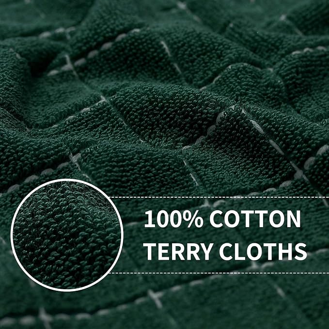 Homaxy Kitchen Towels and Dishcloths Set, Set of 10, Blackish Green | Bulk Cotton Terry Kitchen Towels, Checkered Designed, Soft and Super Absorbent Dish Towels, 12 x 12 and 13 x 28 Inches