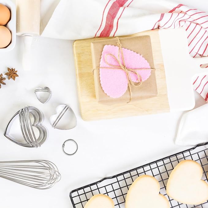 ALLTOP Biscuit Cutters with Handle, Stainless Steel Cookie Cutter, Professional Baking Essential Tools for Valentine's Day - Heart Shaped