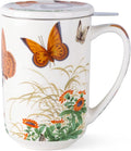 AmorArc Tea Cup With Infuser and Lid, 18oz Loose Leaf Tea Mug With Steeper | Porcelain Tea Mug With Infuser and Lid, Large Strainer Tea Cup with Lid for Tea, Coffee Mug for House-warming Birthday Gift