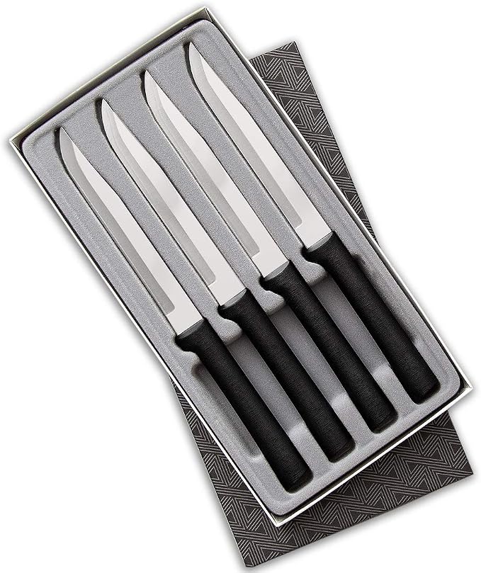 RADA Cutlery Four Utility/Steak Knives Gift Set (G255), Black | 4-Piece Knife Set , Stainless Steel Blade, Resin Handle