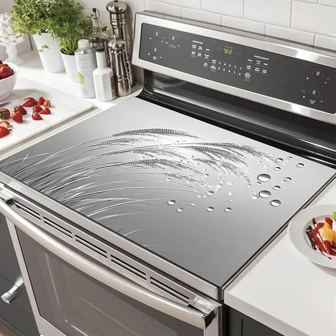 HOMETITUTE Stove Top Cover 28x20 Silver Reed Dew Diatomite Mat