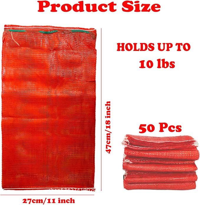 Mesh Onion Bags-50 Pack Reusable Vegetable Storage Bags with Drawstring. | Breathable Mesh Produce Bags for Potatoes, Onions, Garlic, Fruits, Fresh for Kitchen Pantry Organization (Pack of 50)
