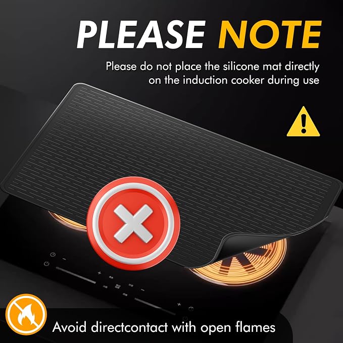 Stove Top Covers for Electric Stove (28”x20”), Silicone Stove Mat for Glass Top Stove, XL Stove Cover for Induction Cooktop, Induction Cooktop Protector, Dishwasher-Safe Drying Mat for Kitchen Counter