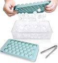 Ice Cube Tray with Lid and Bin, 1" Round Ice Trays for Freezer | 2 Blue Ice Cube Trays with Ice Box & Tong, 1" Round Ice Balls for Iced Coffee & Juice, Easy Twist Release, For Gatherings