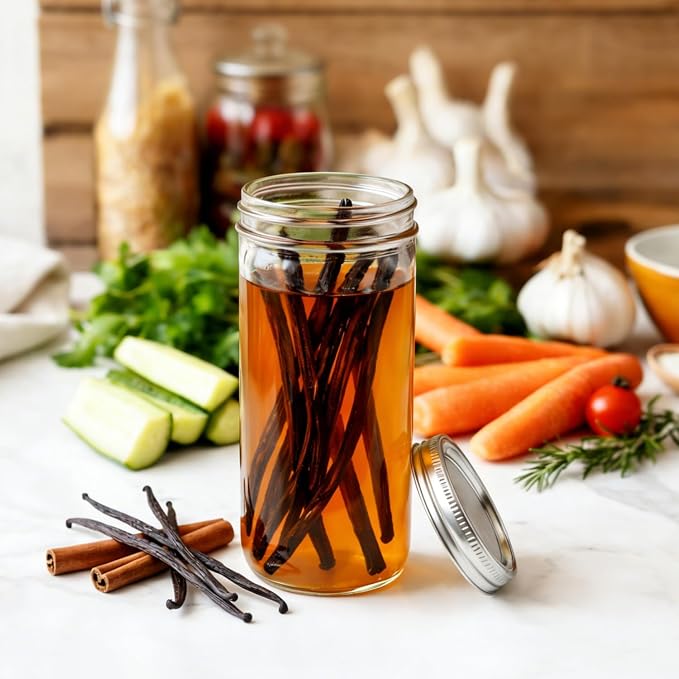 ComSaf 24 oz Wide Mouth Mason Jars 6 Pack, Tall Glass Jars with Lids | BPA-Free Materials, Canning Pickling Jam, Sauce Juice, Chunky Salsa, Sourdough Starter, Large Capacity, DIY Favor