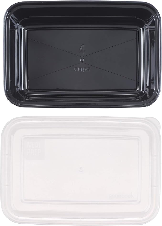 GoodCook Meal Prep Containers, Single Compartment 10-Pack, BPA-Free Reusable Food Storage, Black, Microwave & Freezer Safe, Stackable Meal Prep Containers for Lunches and Snacks (Pack of 4)