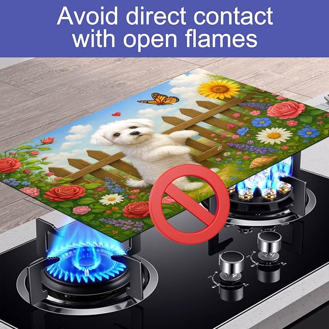 HOMETITUTE Garden Puppy Stove Top Cover 28x20 Heat Resistant Diatomite Mat