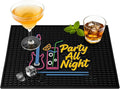Neon Tiki Black Bar Mat 18 x 12 Inch - Thick Rubber Bar Mats for Countertop and Bartending - Professional Bar Spill Mat for Home Bar Accessories, Bar Cart Decor and Bartender Accessories （CYKH）
