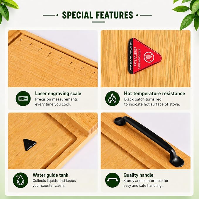 Simba Core & Craft Noodle Board Stove Cover, Bamboo Wood Stove Top Cover for Electric Stove & Gas Burners, 30" x 22" Kitchen Decor for Countertop/Sink Cover/RV Cutting Board & Serving Tray