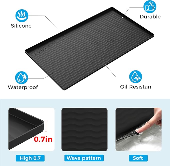 URMONA 31'' x 22'' Waterproof Silicone Under Sink Mat Cabinet and Counter Protector, Shelf Liner for Kitchen and Bathroom, Storage and Organizers, Litter Mat, Pet Cat Puppy Essentials(Brown)