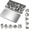 shuielia 30Pcs Mini Geometric Cookie Cutter Set with Box - Stainless Steel Small Cutters for Biscuit, Fruit, Veggie, Polymer Clay & Fondant Baking Tools