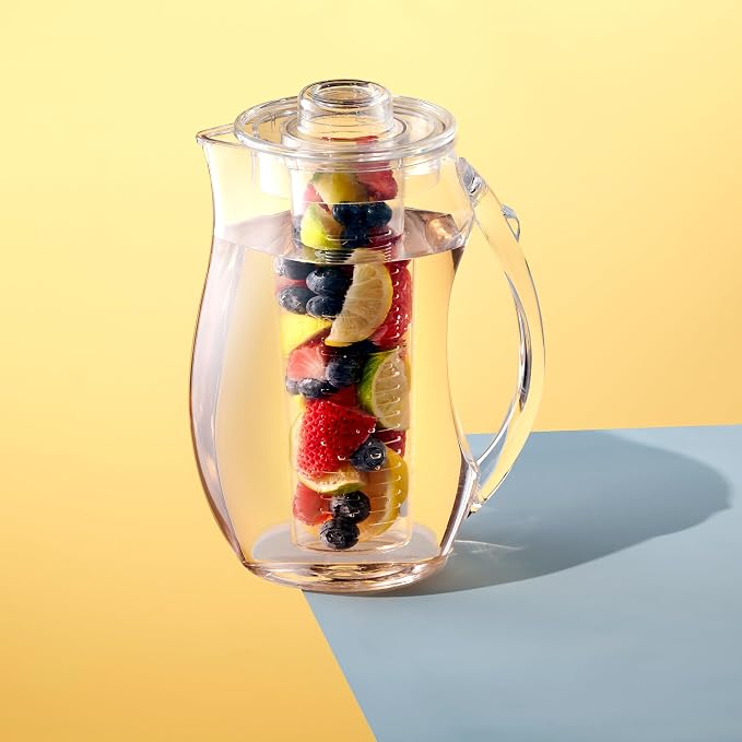 Water Infuser Pitcher By Home Essentials & Beyond – Shatterproof Acrylic – Elegant Durable Design – Ideal for Iced Tea, Fruit Infused Water and Juice (93 oz)