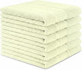 6 Pack 100% Cotton Wash Cloth, 13x13 Inch, Beige Yellow | Highly Absorbent and Soft Feel Fingertip Towels, Machine Washable Washcloths for Bathroom, Gym, Hotel, Spa and Kitchen