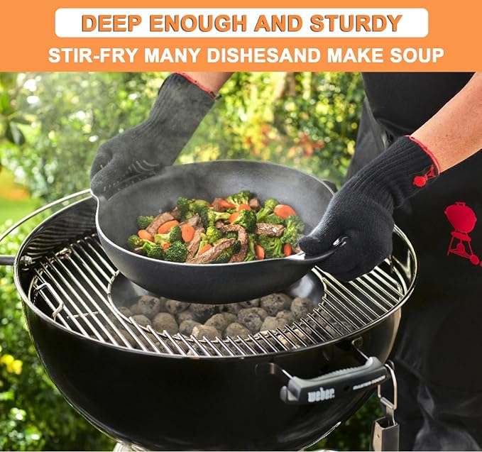 7425 Gourmet BBQ System Wok for Weber Gourmet BBQ System Cooking Grates, Cast Iron, Black, Heavy Duty, Compatible with Weber Spirit II 200/300, Genesis II E-310, Summit, and More