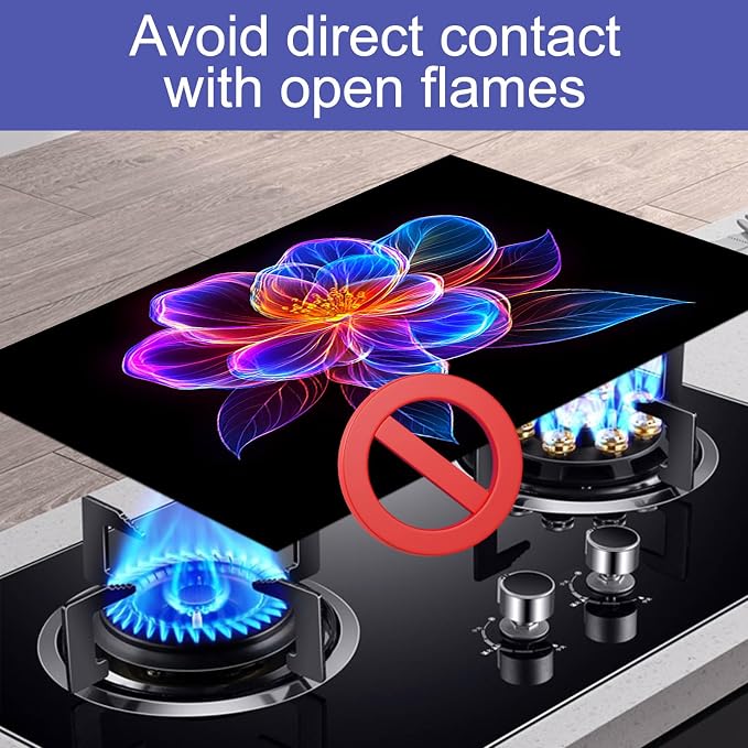 HOMETITUTE Neon Bloom Flower Stove Top Cover 28x20 Diatomite Mat