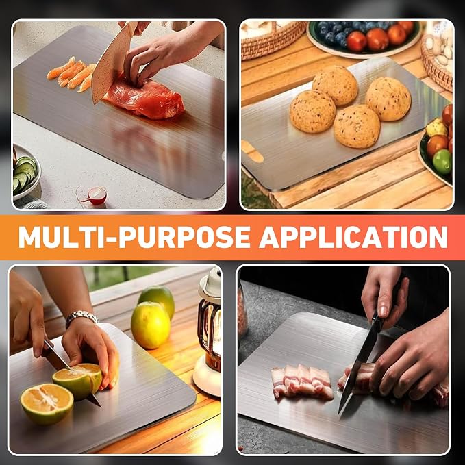 Titanium Cutting Board,100% Pure Titanium Cutting Boards for Kitchen,Food-Grade Double Side Available Non Toxic Chopping Board,Dishwasher Safe Hygiene Durable Boards(1PC-M)