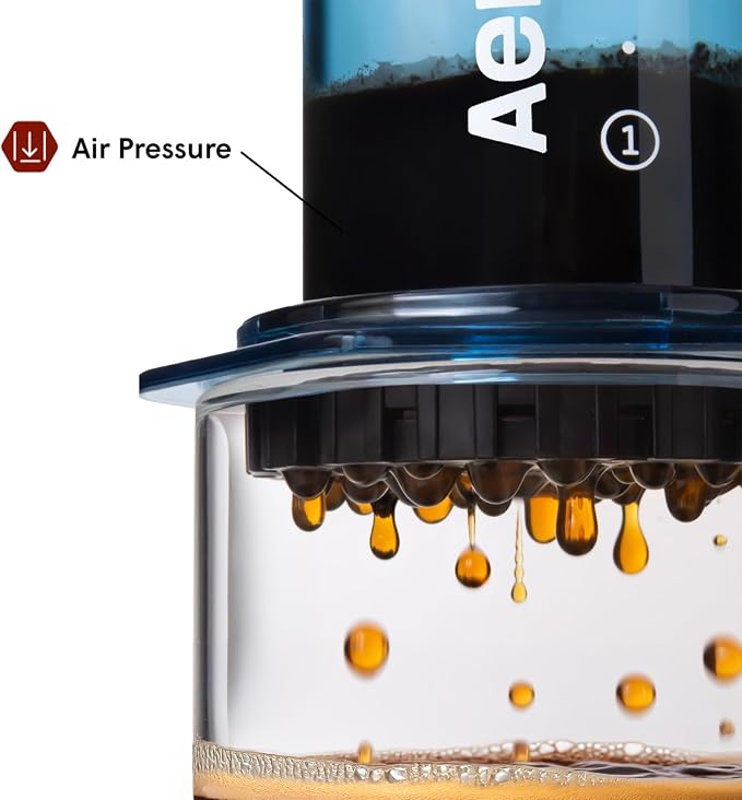 AeroPress Clear Blue Coffee Press, French Press, Pour-Over & Espresso Style | All-in-One Manual Coffee Maker, 2-Minute Brew, Less Bitterness, More Flavor, Portable, Travel & Camping