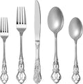 Runfly Gorgeous Retro Royal Silver Stainless Steel 20-Piece Flatware Set | Silverware Set for 4, Anti-rust Cutlery Set Utensils Kitchen Including Fork Spoon and Knife
