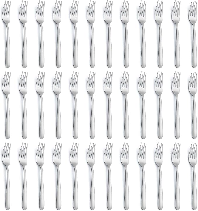 36 Piece Salad Forks, 7 Inch Small Forks in Stainless Steel mirror polished and Dishwasher Safe, Used For Tasting Cakes and Fruits