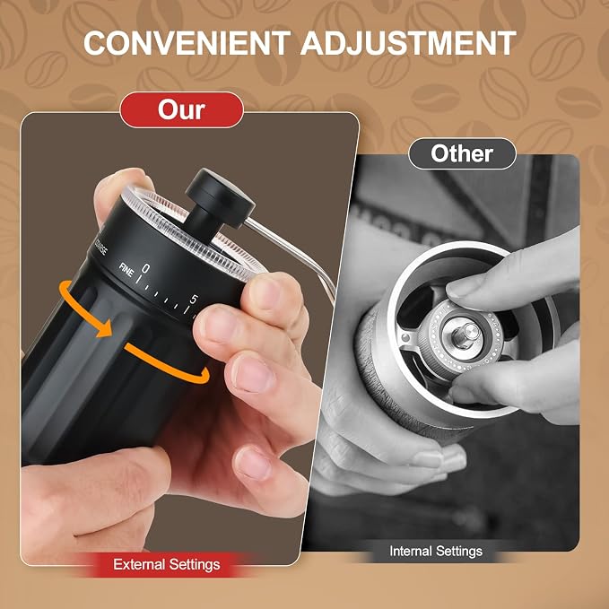 Manual Coffee Grinder with Conical Burr, 40 Adjustable Settings, 30g Capacity, Portable for Espresso, French Press, Travel, Camping, Office & Home Use