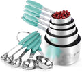 U-Taste Measuring Cups Spoons Set, 18/8 Stainless Steel, 10Pcs, Aqua Sky | Upgraded Thickened Handle, Reinforced Welded Joints, Nested Stackable Design, Metal Measure Set for Kitchen Baking Cooking
