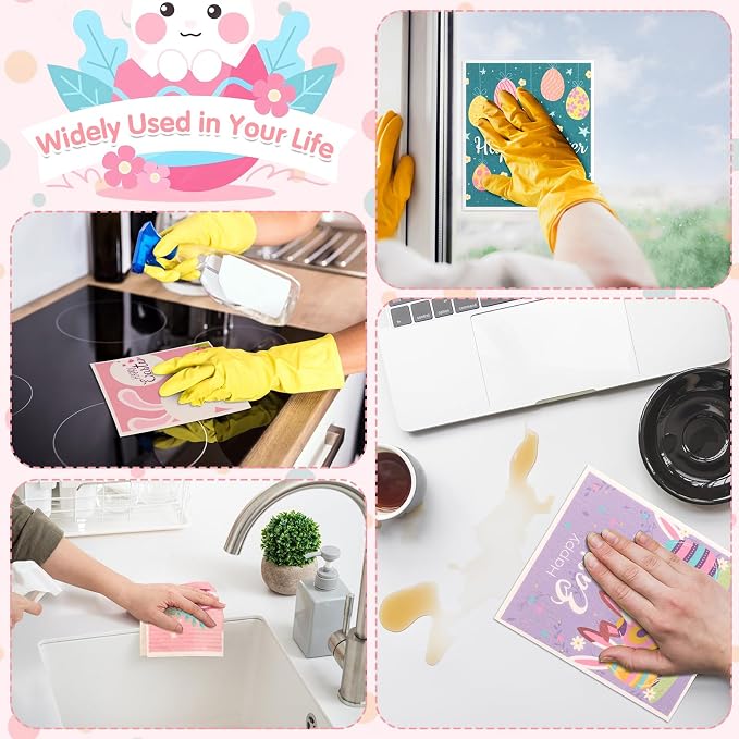 Lucomb Sedish Dishcloth (10 Pack-Easter Bunny+ Clips)