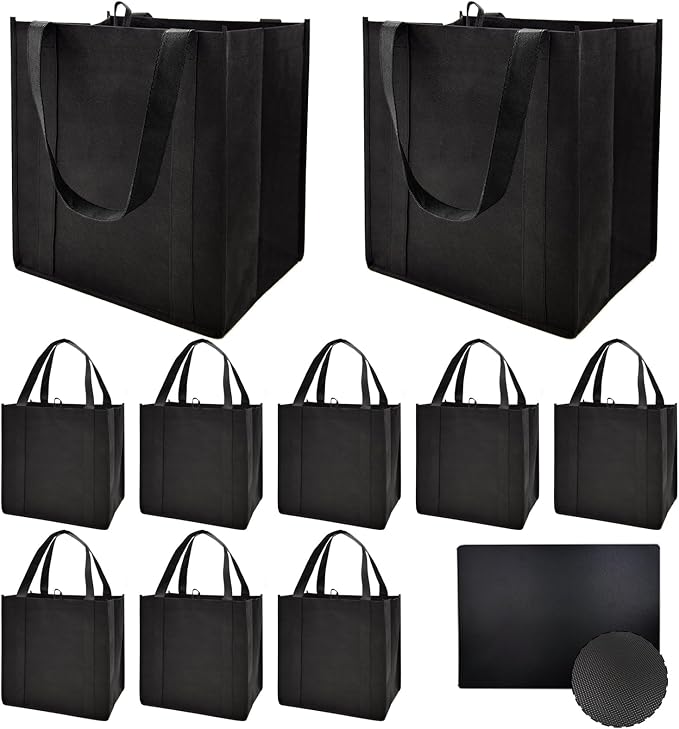 10 pack Reusable Grocery Bags,Thick Bottom-Shopping Bag for Groceries | Heavy Duty Large Shopping Totes,Reusable Bags With Handles ,Foldable,Washable ,Load Capacity Over 45 Pounds