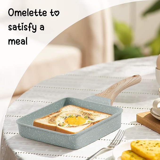 Caannasweis Granite Tamagoyaki Pan Japanese Breakfast Omelette Egg Pan | Nonstick Omelette Skillet Frying Pan Egg & Tamagoyaki Cooker Suitable for Gas Stove & Induction Cookware, PFOA PFOS Free