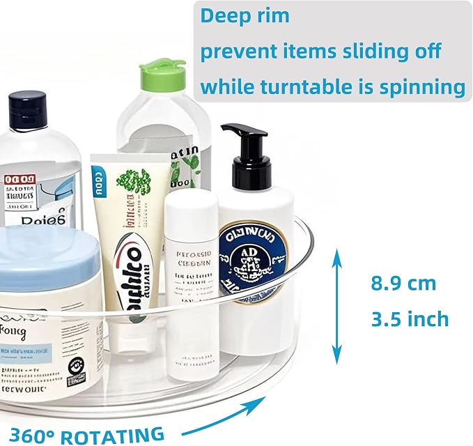 6 Pack Lazy Susan 11.5" Turntable Rotating Spin Organizer Storage | Pantry Organizers and Storage Container Bins Spice Rack Cabinet Condiment for Countertop Kitchen Fridge Bathroom Holder Clear