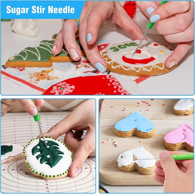 firstake Piping Bags and Tips Set, 16 inch Silicone Pastry Bags 14 Tips | Food Grade Silicone, Anti-Burst Thickened, Easy Clean, Reusable, Cake Decorating Kit for Beginners, for Birthday Cake Cookies